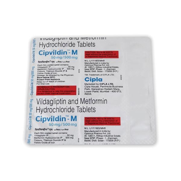 CIPVILDIN M 50/500mg Tablet 15's