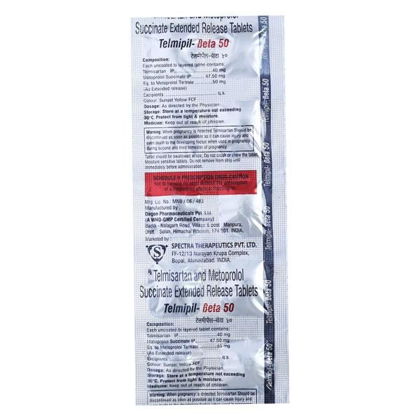 TELMIPIL BETA 50mg Tablet 10's