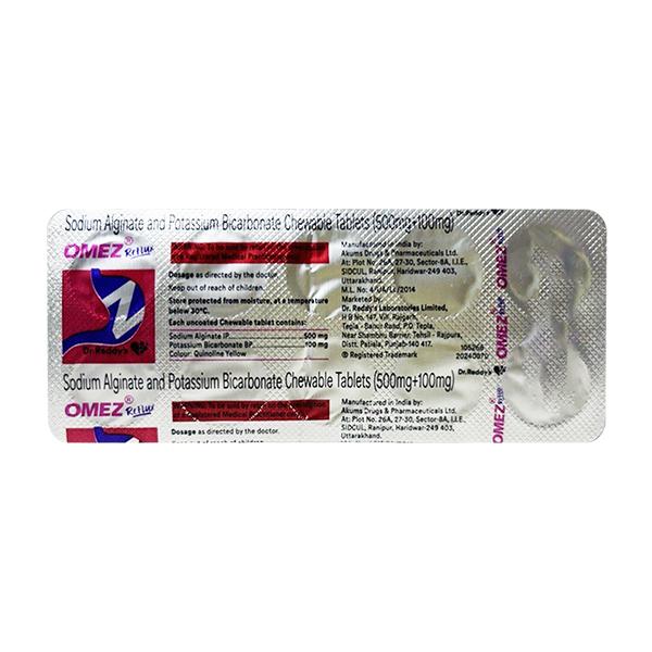 OMEZ REFLUX MINT FLAVOUR 500+100mg Chewable Tablet 10's