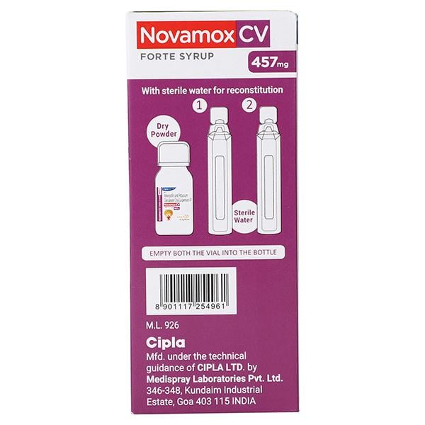 NOVAMOX CV FORTE TANGY ORANGE FLAVOUR 457mg Syrup 60ml
