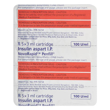 Novorapid 100IU Penfill Cartridge 1X3ml
