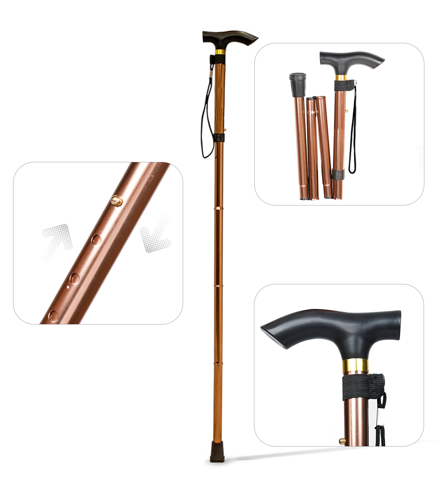 AGEasy Foldable Walking Stick (Copper)