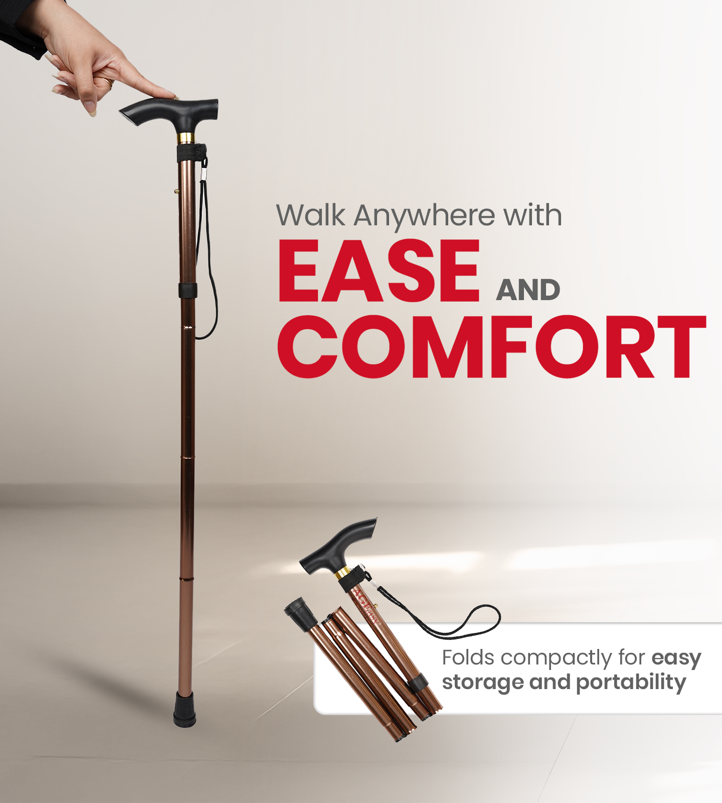 AGEasy Foldable Walking Stick (Copper)