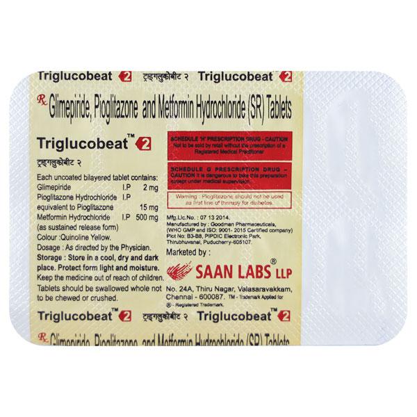 TRIGLUCOBEAT 2mg Tablet 10's