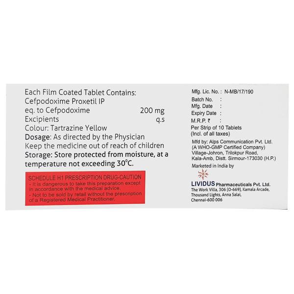 CEFACORE 200 Tablet 10's