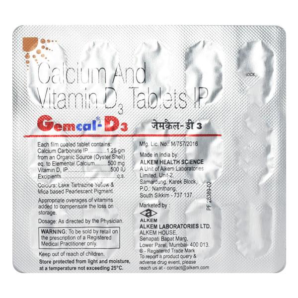 GEMCAL D3 Tablet 15's