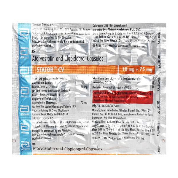 Stator CV 10/75mg Capsule 15'S