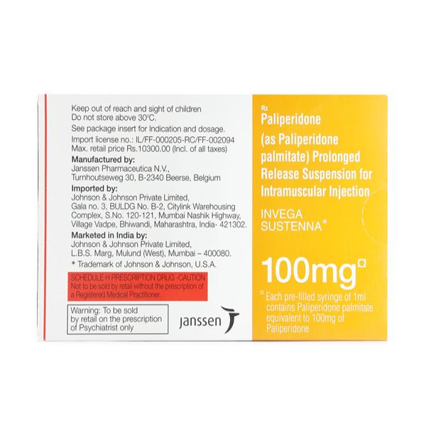Invega Sustenna 100mg Injection(Pfs) 1's