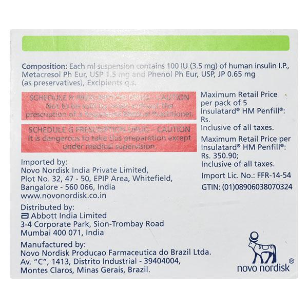 Insulatard HM Penfill Cartridge 5X3ml