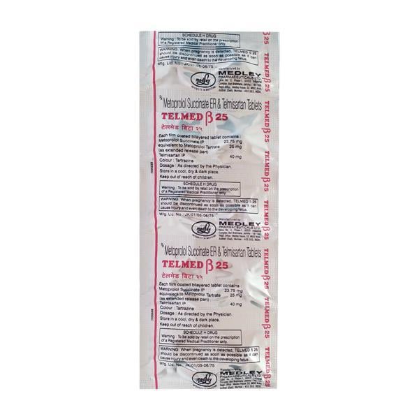 Telmed Beta 25mg Tablet 10'S