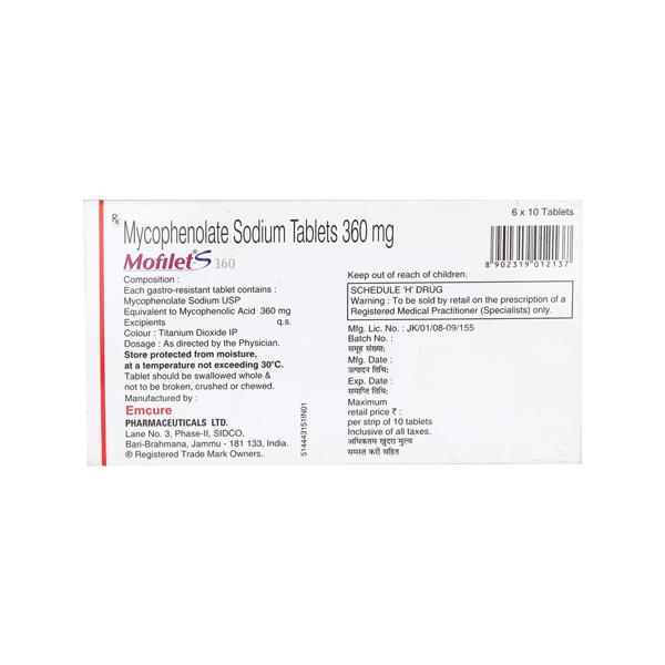 Mofilet S 360mg Tablet 10'S