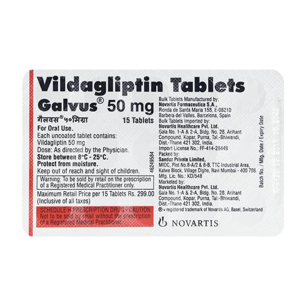 Galvus 50mg Tablet 15'S