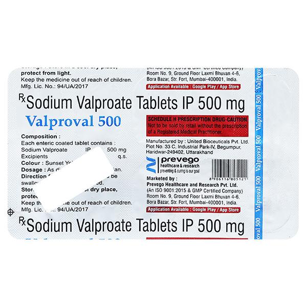 VALPROVAL 500 Tablet 10's