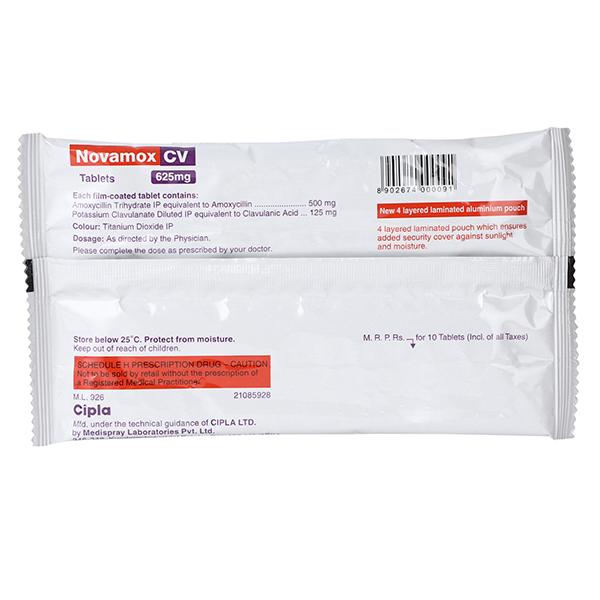 Novamox CV 625mg Tablet 10'S