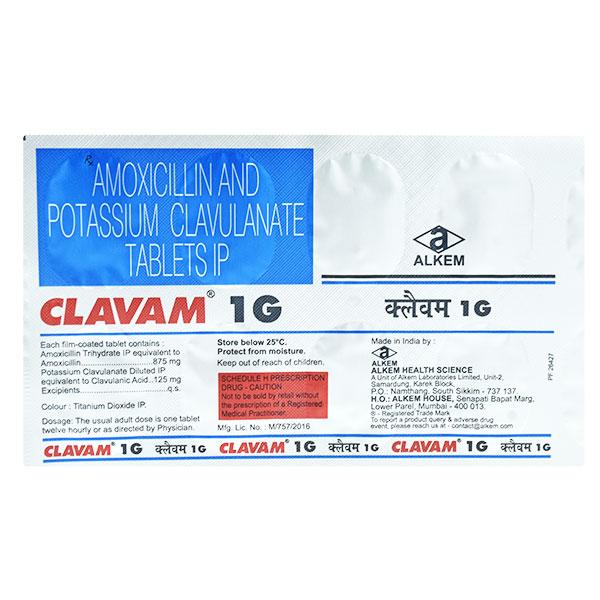 CLAVAM 1gm Tablet 10's