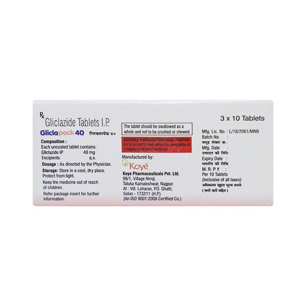 Gliclapack 40mg Tablet 30'S