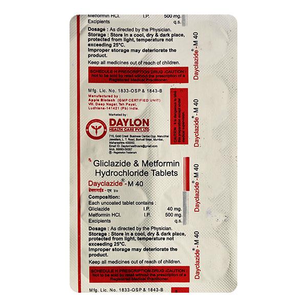 Dayclazide M 40Mg Tablet 10's