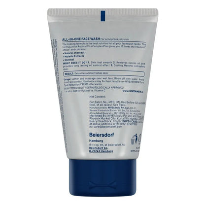 Nivea Men All-In-1 Charcoal Face Wash, 50 gm