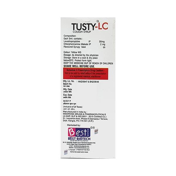 TUSTY LC SUGAR FREE COUGH Syrup 100ml