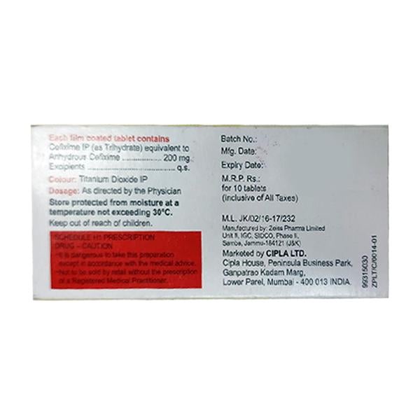 Cefrax 200mg Tablet 10'S
