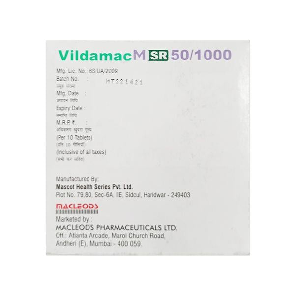 VILDAMAC M SR 50/1000 Tablet 10's