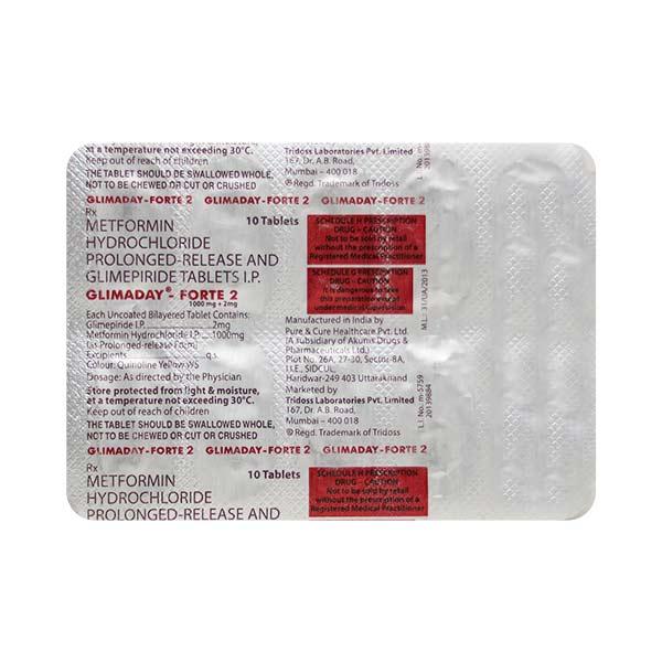 Glimaday Forte 2mg Tablet 10'S