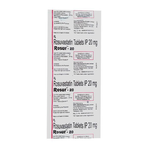 Rosur 20mg Tablet 10'S