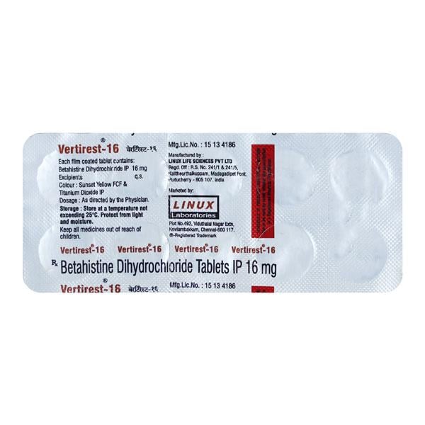Vertirest 16mg Tablet 10'S