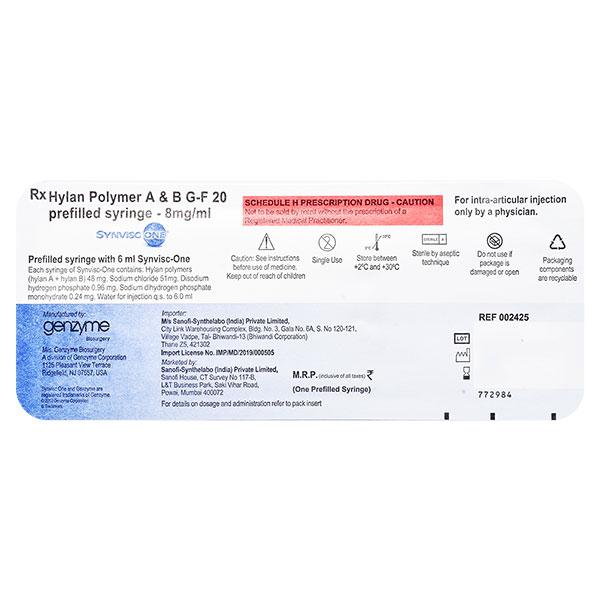 SYNVISC ONE (HYLAN GF 20) Injection(Pfs) 6ml