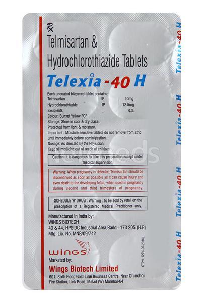 Telexia H 40mg Tablet 10'S