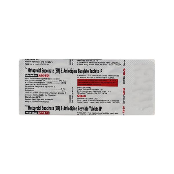 Metolar AM 50mg Tablet 10'S