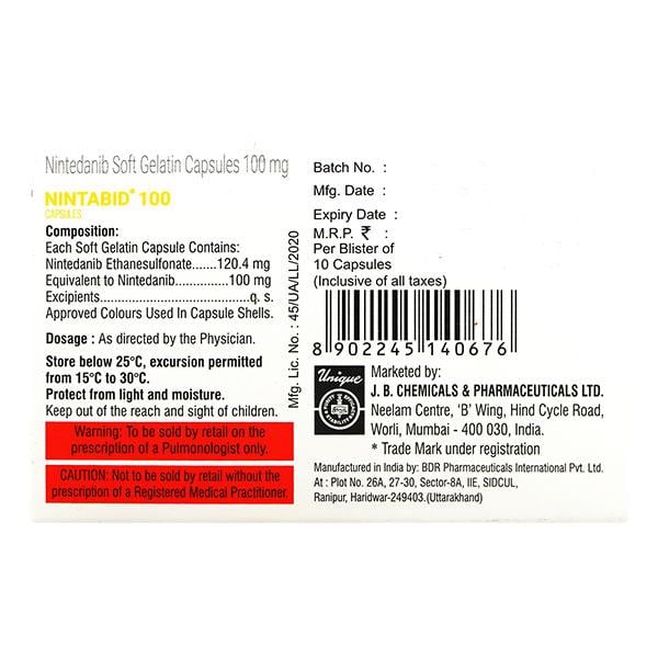 NINTABID 100mg Soft Gelatin Capsule 10's