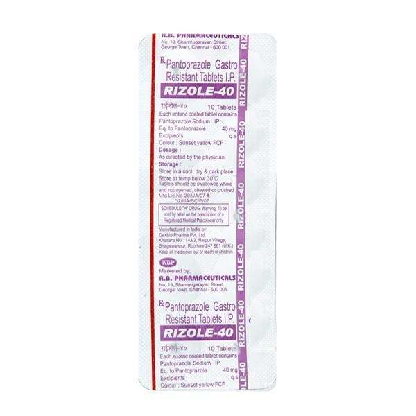 Rizole 40mg Tablet 10'S