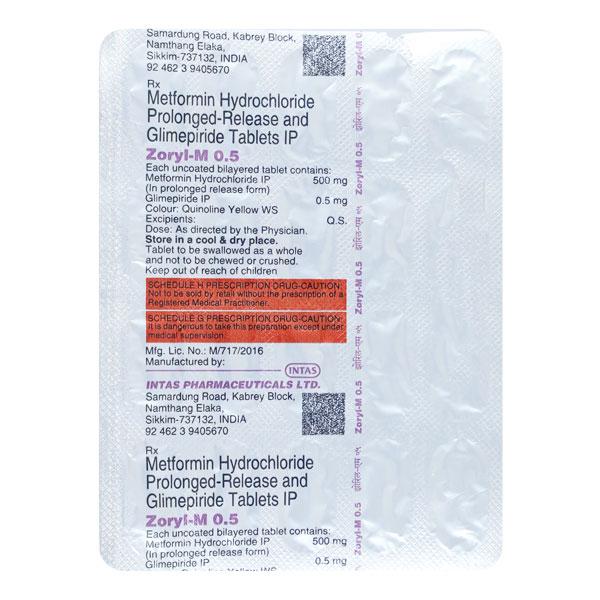 Zoryl M 0.5mg Tablet 20'S