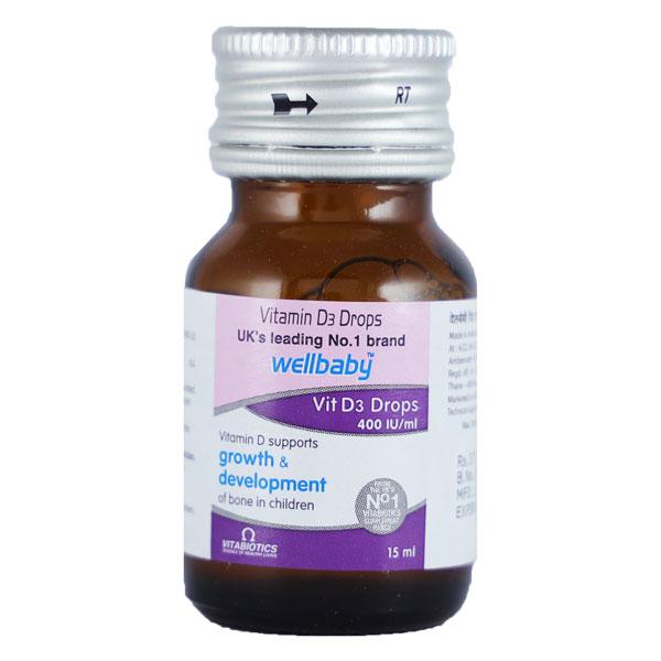 WELLBABY VIT D3 400IU Drops 15ml