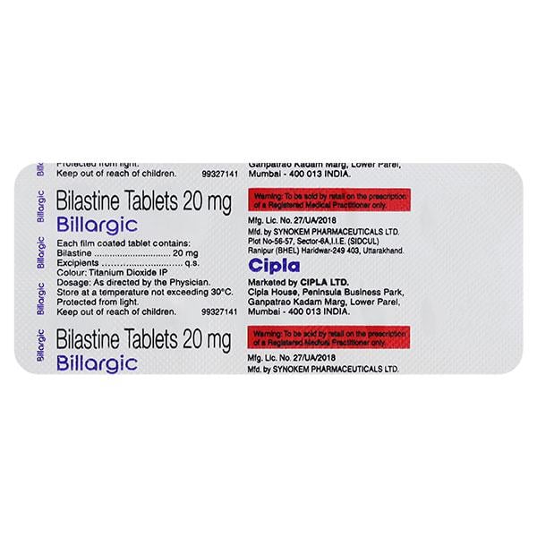 BILLARGIC 20mg Tablet 10's