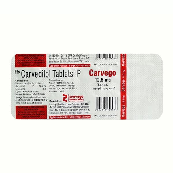 CARVEGO 12.50mg Tablet 10's