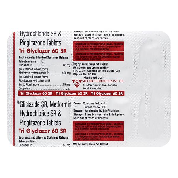 TRI GLYCLAZAR SR 60mg Tablet 10's