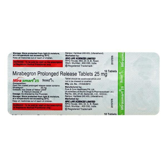 Mirasmart 25mg Tablet 10'S
