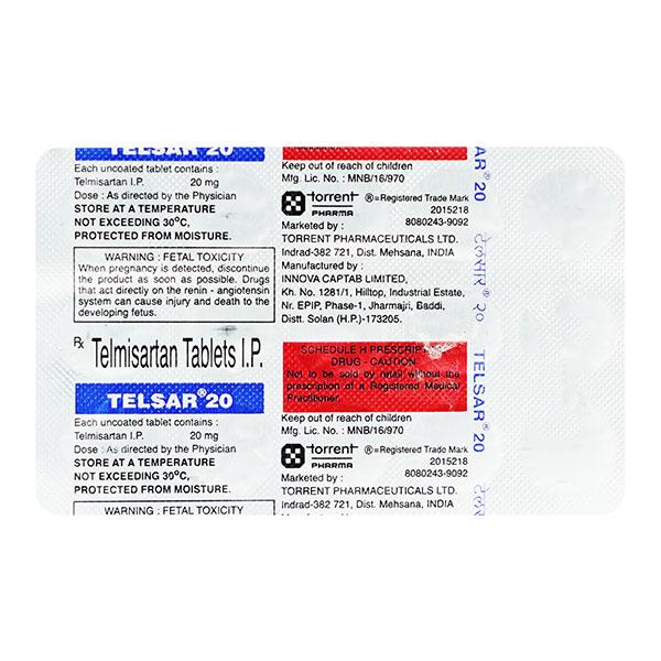 Telsar 20mg Tablet 15'S
