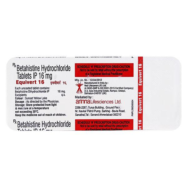 EQUIVERT 16mg Tablet 10's