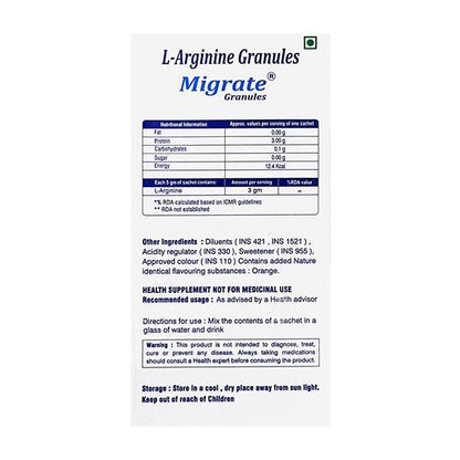 MIGRATE (VEG) SUGAR FREE ORANGE FLAVOUR Granules 5g