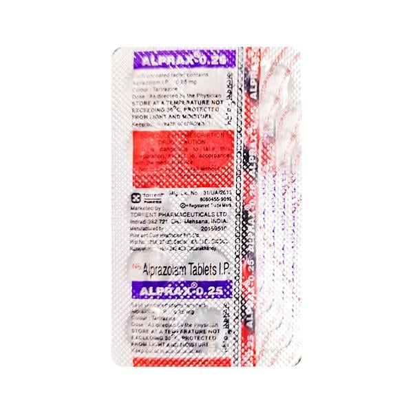 Alprax 0.25mg Tablet 15'S