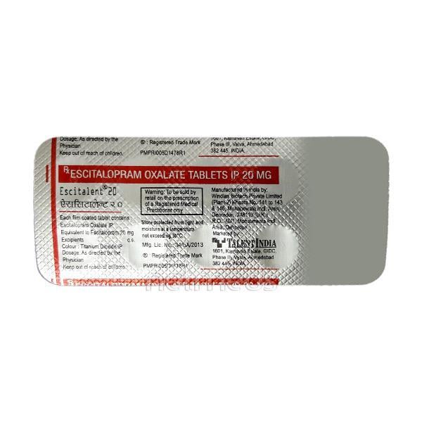 Escitalent 20mg Tablet 10'S