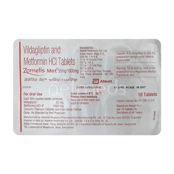 Zomelis Met 1000mg Tablet 10'S