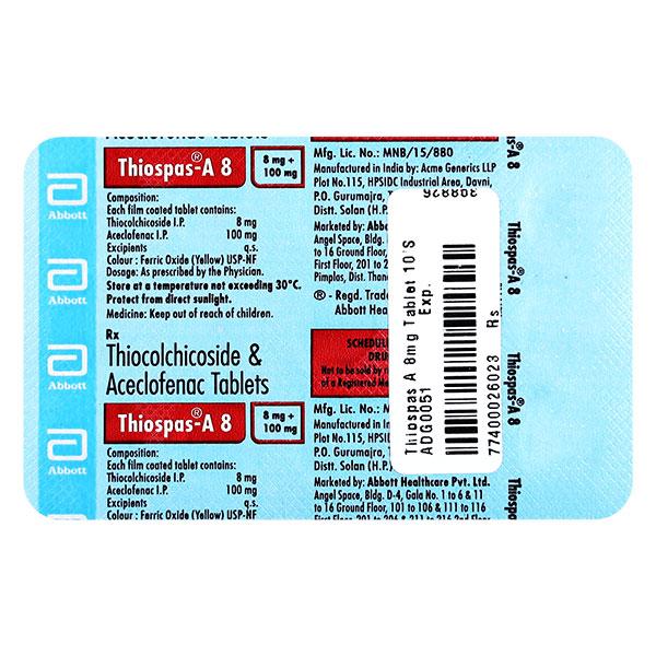 Thiospas A 8mg Tablet 10'S