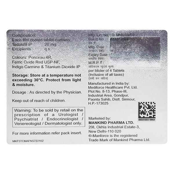 Super Manforce 20mg Tablet 4'S