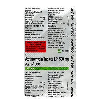 AZRO 500mg Tablet 5's