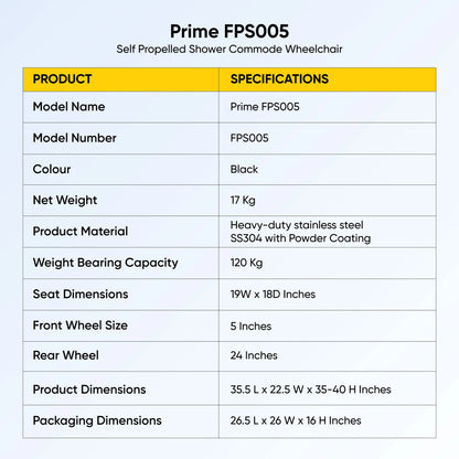 Prime FPS005 | Self Propelled Shower Commode Wheelchair