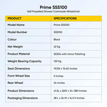 Prime SSS100 | Self Propelled Shower Commode Wheelchair